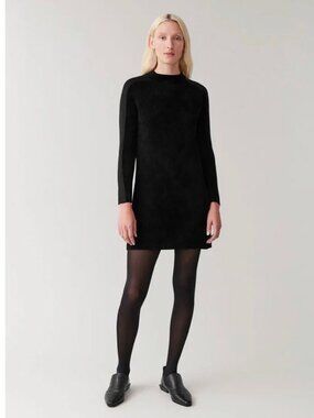 COS Fuzzy Minimalist Long Sleeve Black Sweater Dress Size L